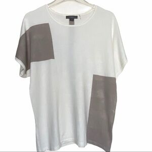 METRICO Cream and Taupe Dress Top Size Medium.